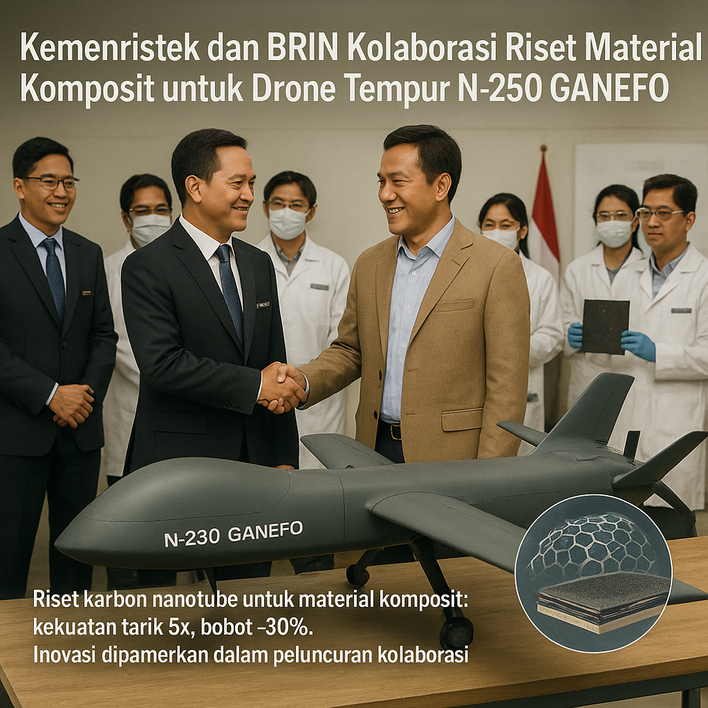 Kemenristek dan BRIN Kolaborasi Riset Material Komposit untuk Drone Tempur N-250 GANEFO