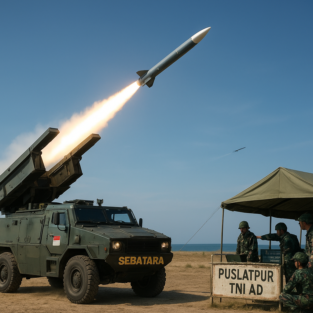 Sistem Rudal Pertahanan Udara SEBATARA Sukses Uji Tembak Target Mach 3 di Puslatpur TNI AD
