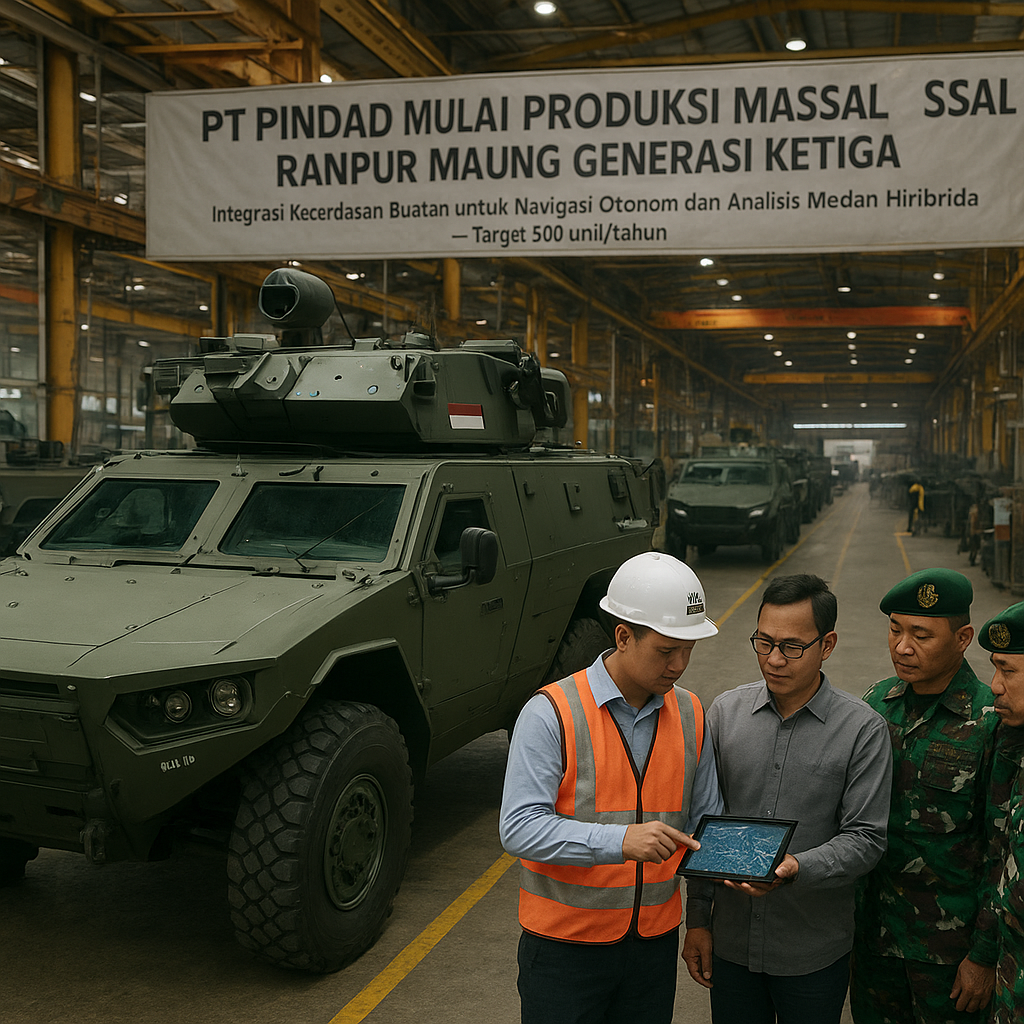 PT Pindad Mulai Produksi Massal Ranpur Maung Generasi Ketiga dengan Kecerdasan Buatan untuk Medan Tempur Hibrida