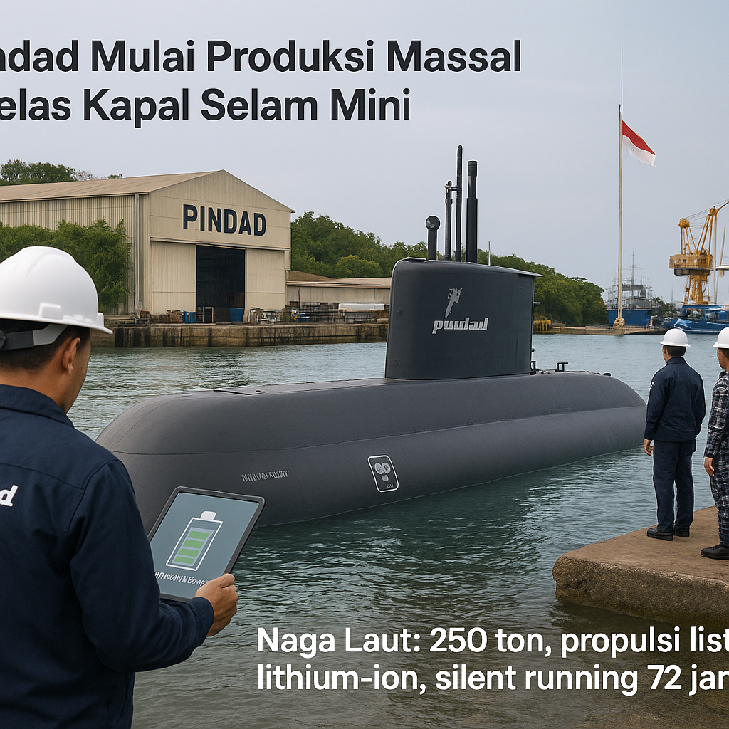 PT Pindad Mulai Produksi Massal KRI Kelas Kapal Selam Mini untuk Perairan Dangkal