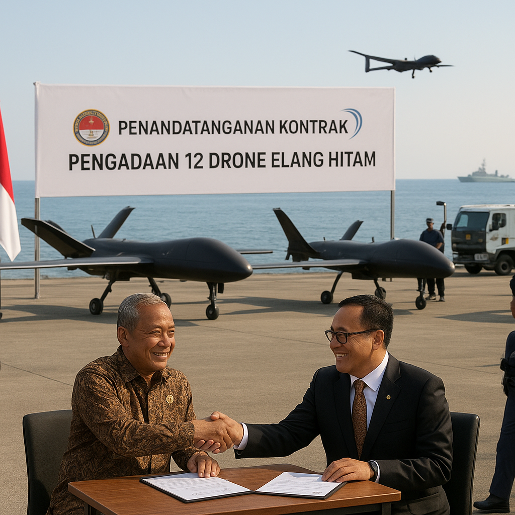 Kementerian Pertahanan Tandatangani Kontrak Pengadaan 12 Drone Elang Hitam untuk Patroli Maritim