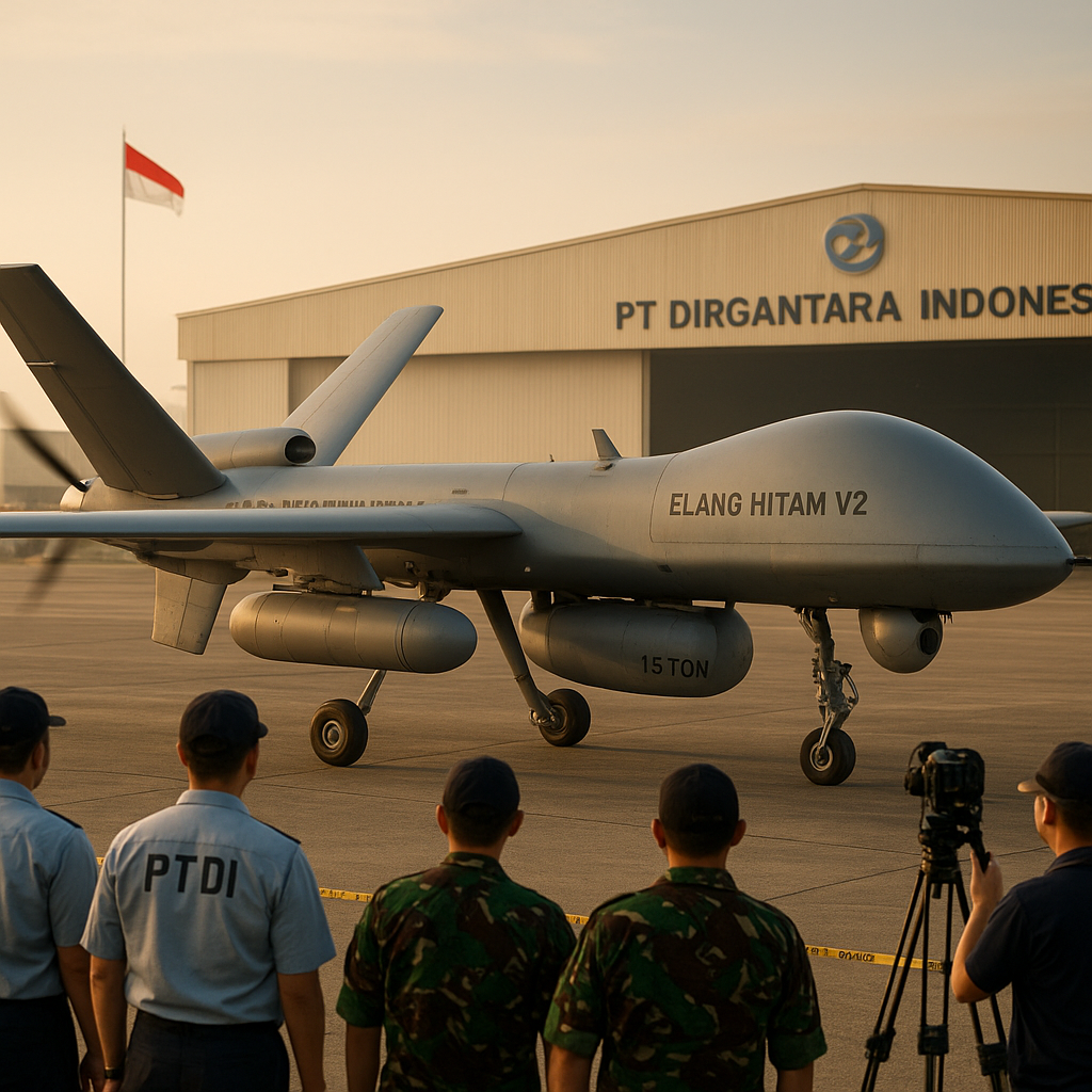 PT Dirgantara Indonesia Sukses Uji Terbang Perdana Drone Tempur Elang Hitam V2 dengan Muatan 1,5 Ton