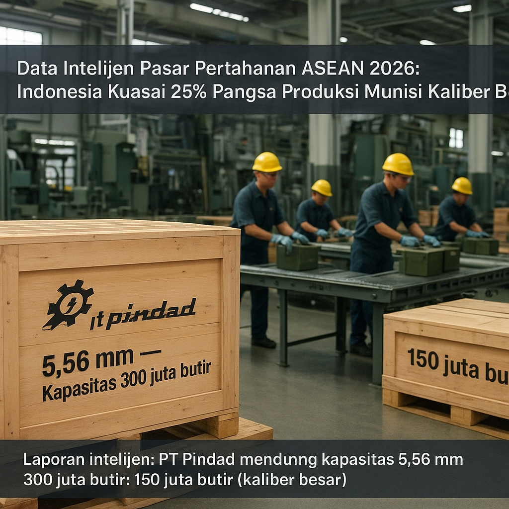 Data Intelijen Pasar Pertahanan ASEAN 2026: Indonesia Kuasai 25% Pangsa Produksi Munisi Kaliber Besar