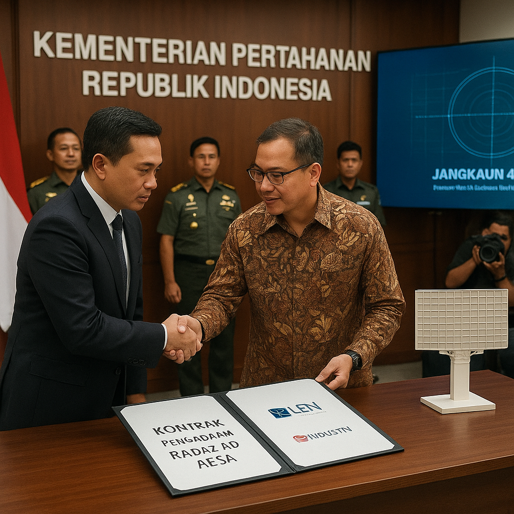 Kemenhan Tandatangani Kontrak Pengadaan Radar 4D Buatan LEN untuk Sistem Pertahanan Udara Nasional