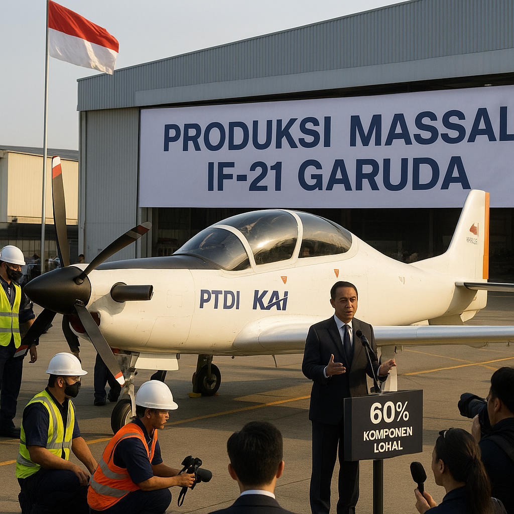 PT Dirgantara Indonesia dan Korean Aerospace Industries Mulai Produksi Massal Pesawat Latih Dasar IF-21 'Garuda'