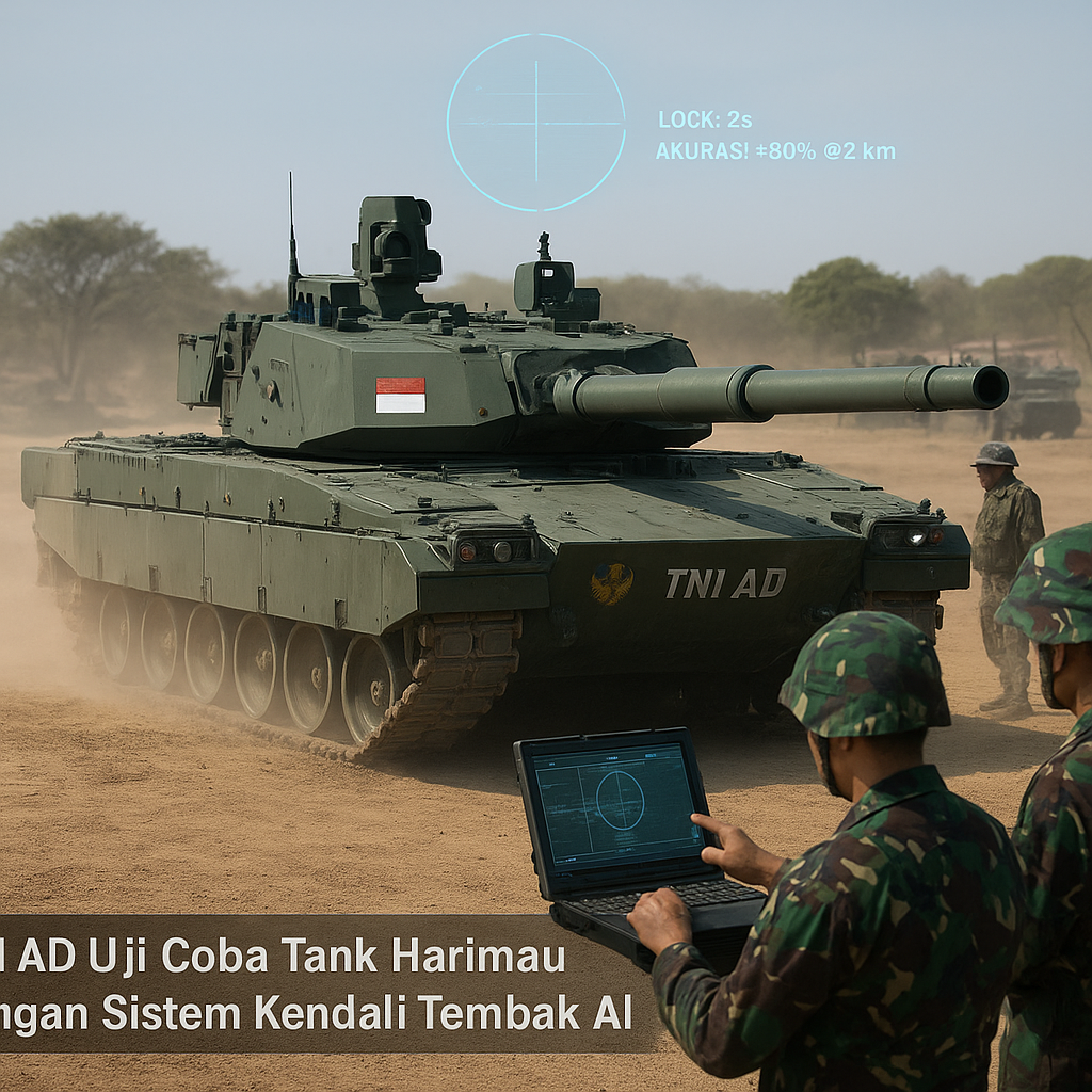 TNI AD Uji Coba Tank Harimau dengan Sistem Kendali Tembak AI