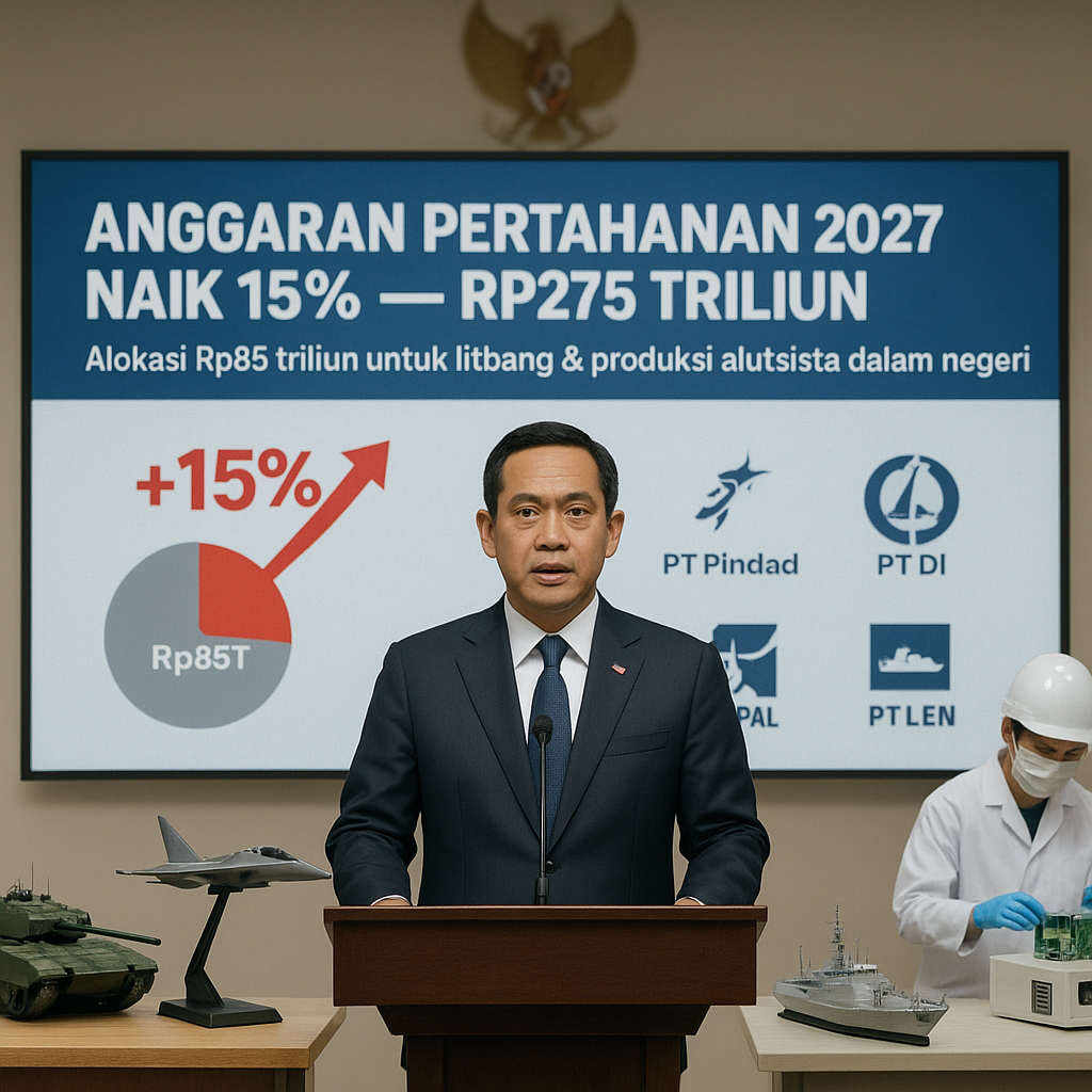 Anggaran Pertahanan 2027 Naik 15%, Fokus pada Alutsista Dalam Negeri
