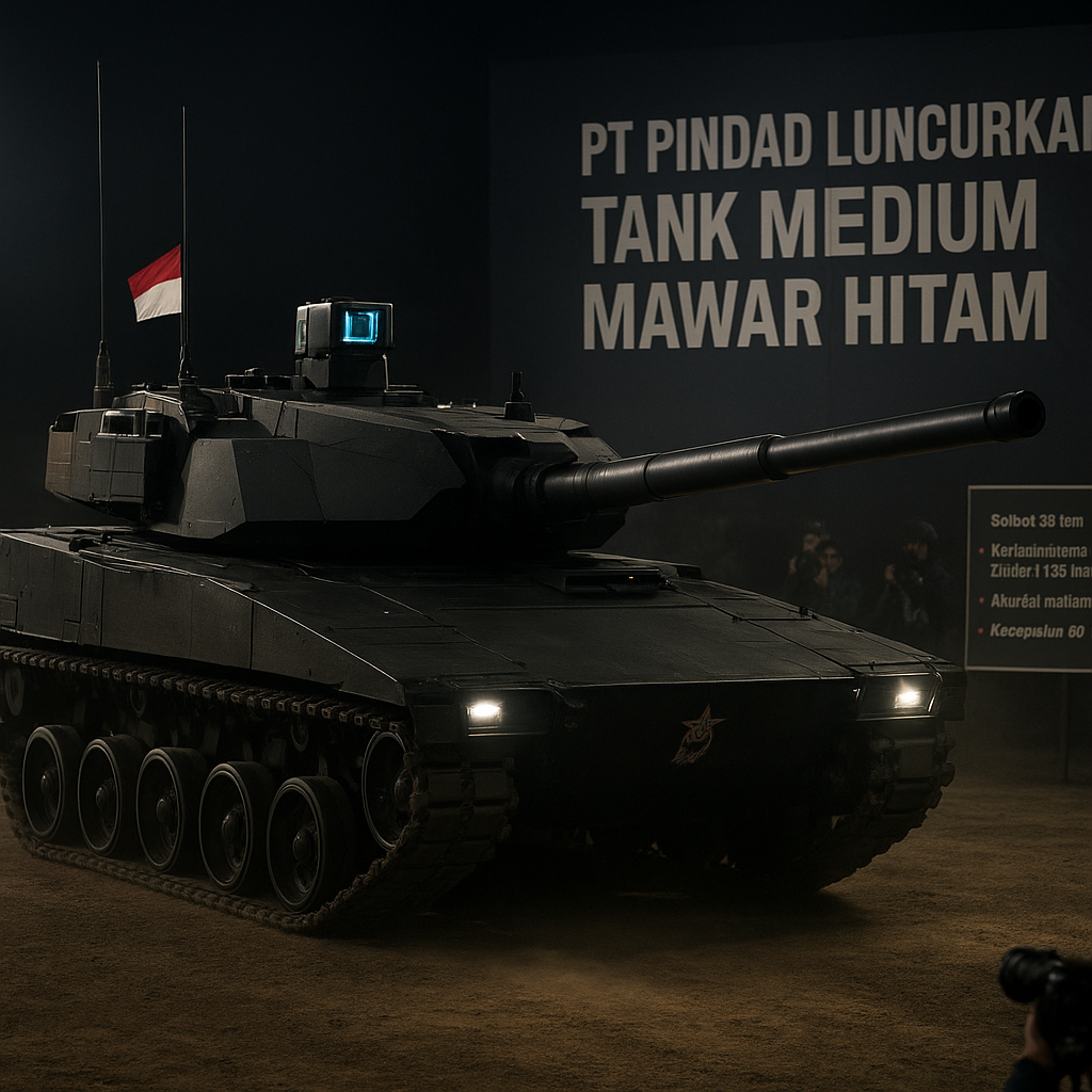 PT Pindad Luncurkan Tank Medium Mawar Hitam dengan Sistem AI untuk Pengendalian Tembakan