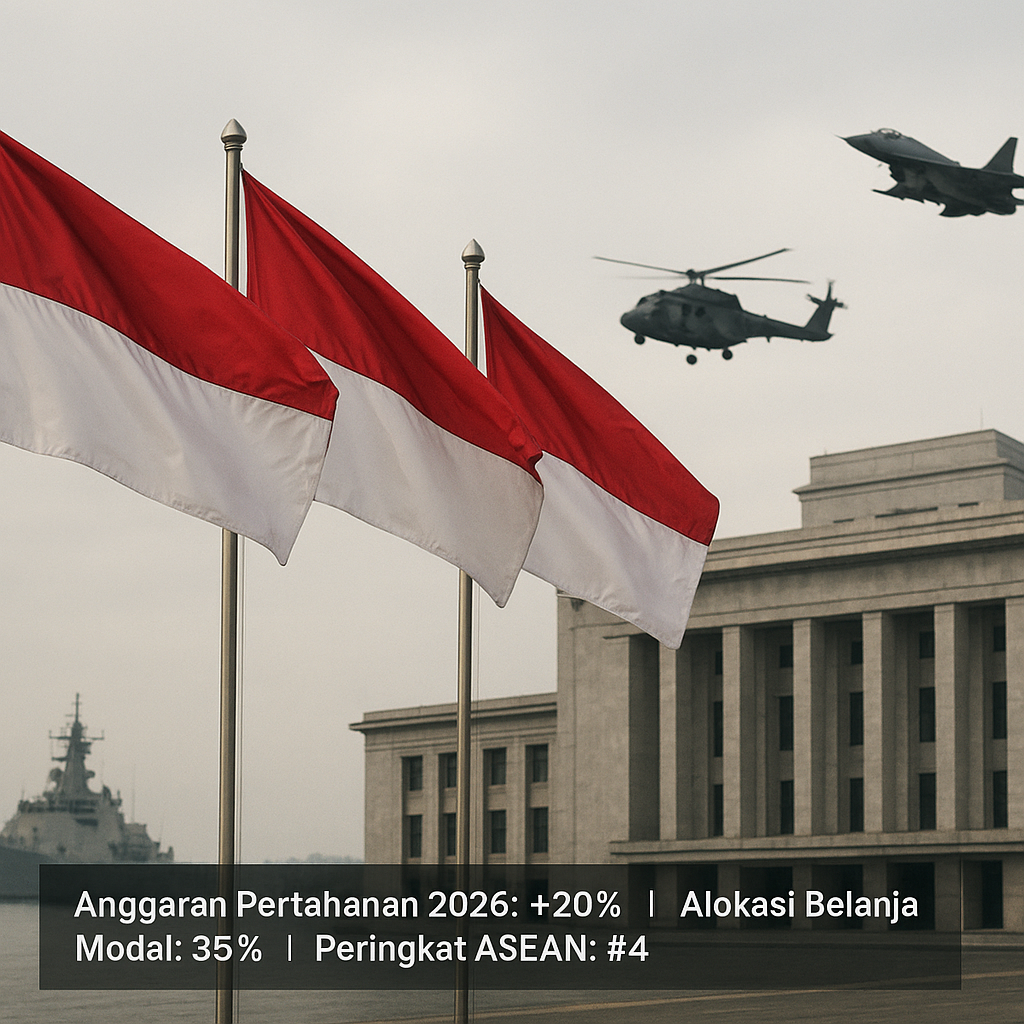 Laporan SIPRI: Anggaran Pertahanan Indonesia 2026 Tumbuh 20%, Terbesar Keempat di Asia Tenggara