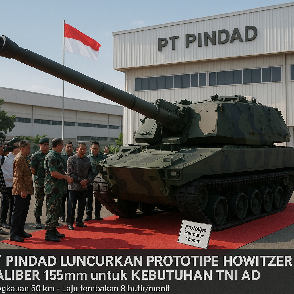 PT Pindad Luncurkan Prototipe Howitzer Kaliber 155mm untuk Kebutuhan TNI AD