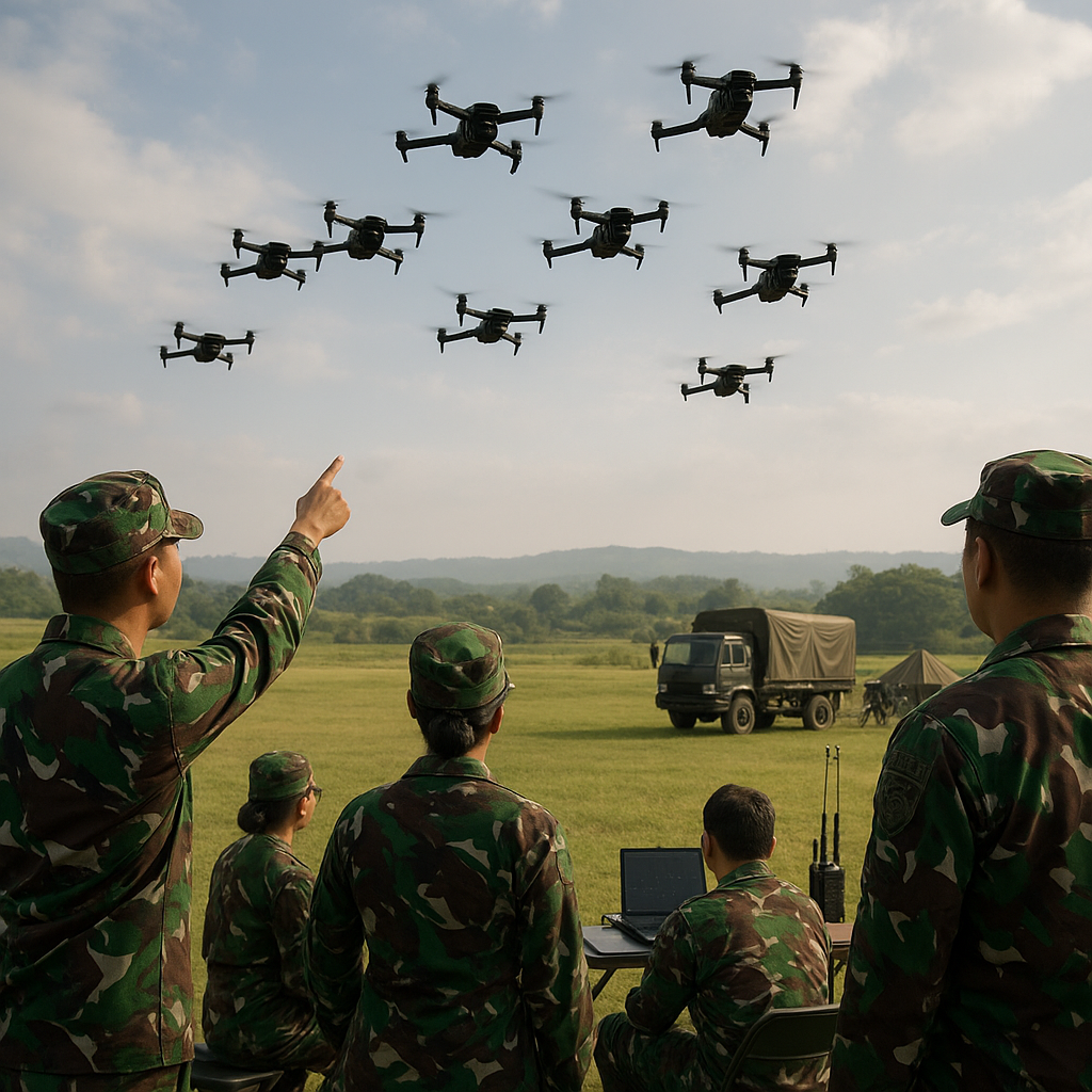 Inovasi Drone Swarm TNI AD: Uji Terbang Formasi Otonom Pertama di Batujajar