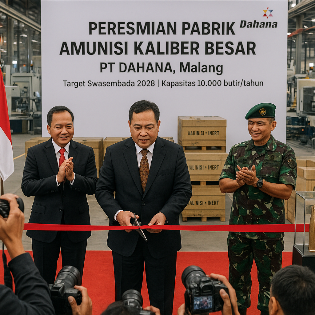 Menhan Resmikan Pabrik Amunisi Kaliber Besar di Malang: Target Swasembada 2028