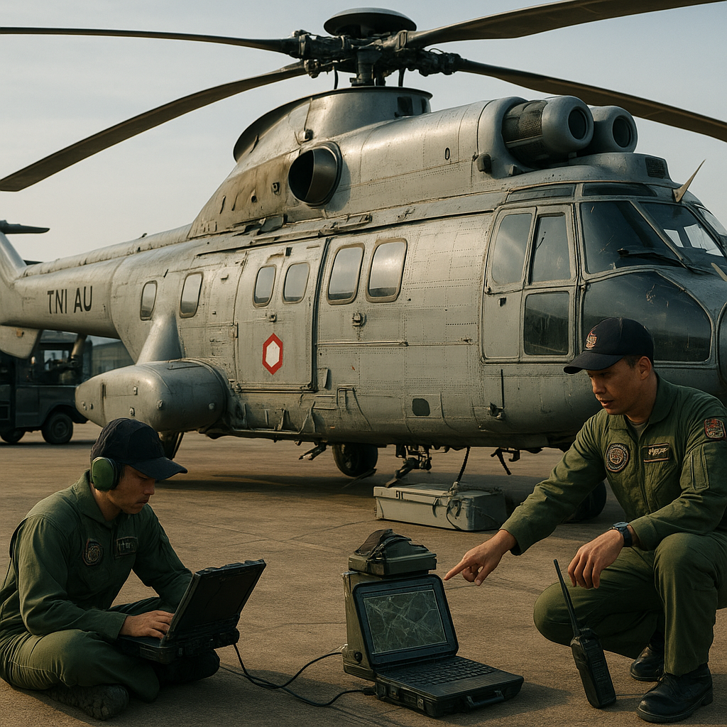 TNI AU Uji Coba Integrasi Data Link NAS-332L Super Puma dengan Sistem Komando Pusat