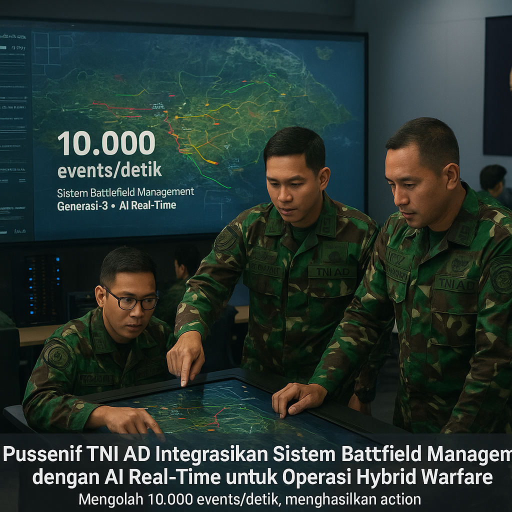 Pussenif TNI AD Integrasikan Sistem Battlefield Management dengan AI Real-Time untuk Operasi Hybrid Warfare