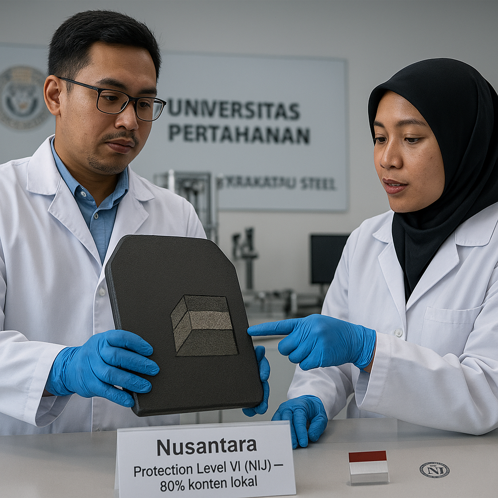 Riset Material Ballistic Armor 'Nusantara' Hasilkan Prototype dengan Rating Protection Level VI