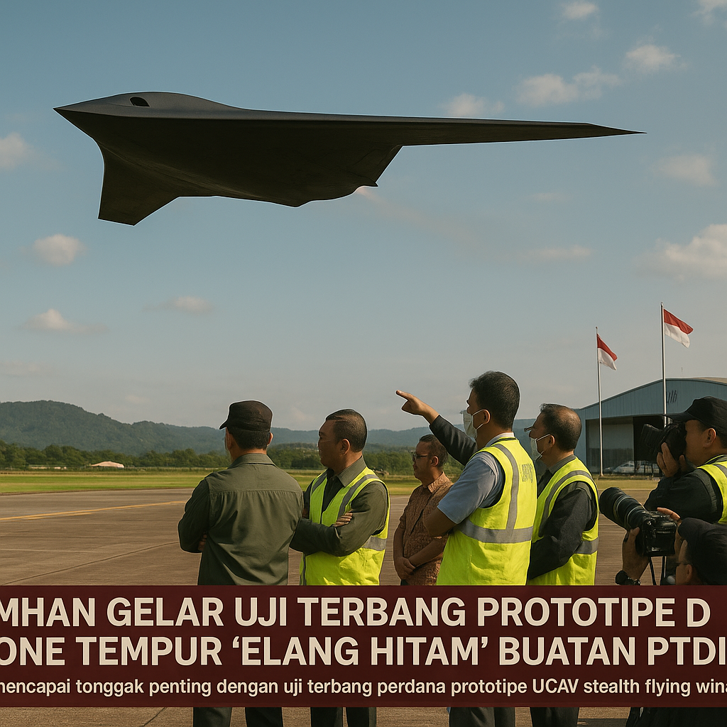 Kemhan Gelar Uji Terbang Prototipe Drone Tempur 'Elang Hitam' Buatan PTDI