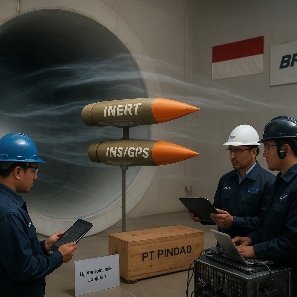 Pengembangan Amunisi Pintar 155mm Lokal oleh PT Pindad Capai Milestone Uji Aerodinamika Lanjutan