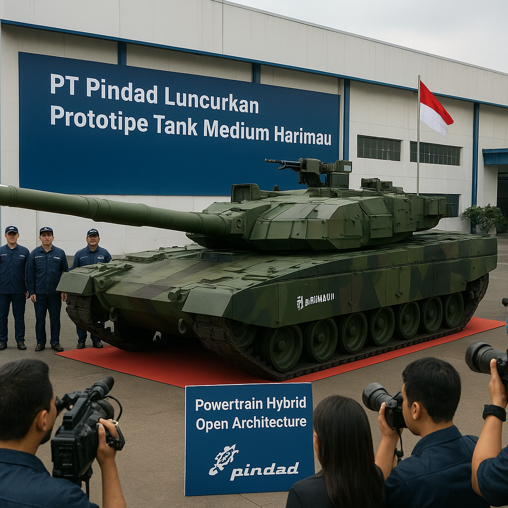PT Pindad Luncurkan Prototipe Tank Medium Harimau II: Optimalisasi Mobilitas dan Daya Hancur untuk Operasi Hybrid