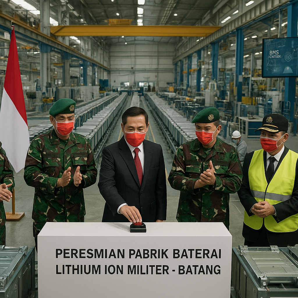 Pemerintah Resmikan Pabrik Baterai Lithium Ion Skala Militer di Batang, Dukung Elektrifikasi Kendaraan Tempur