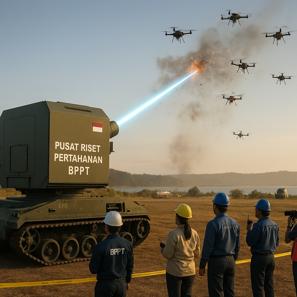 Pusat Riset Pertahanan BPPT Uji Coba Sistem Penghancur Drone Swarm dengan Laser Energi Tinggi