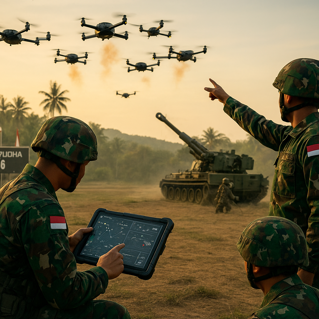 Skenario Hybrid Warfare 2030: TNI Gelar Latihan Integrasi Drone Swarm dengan Sistem Artileri Cerdas