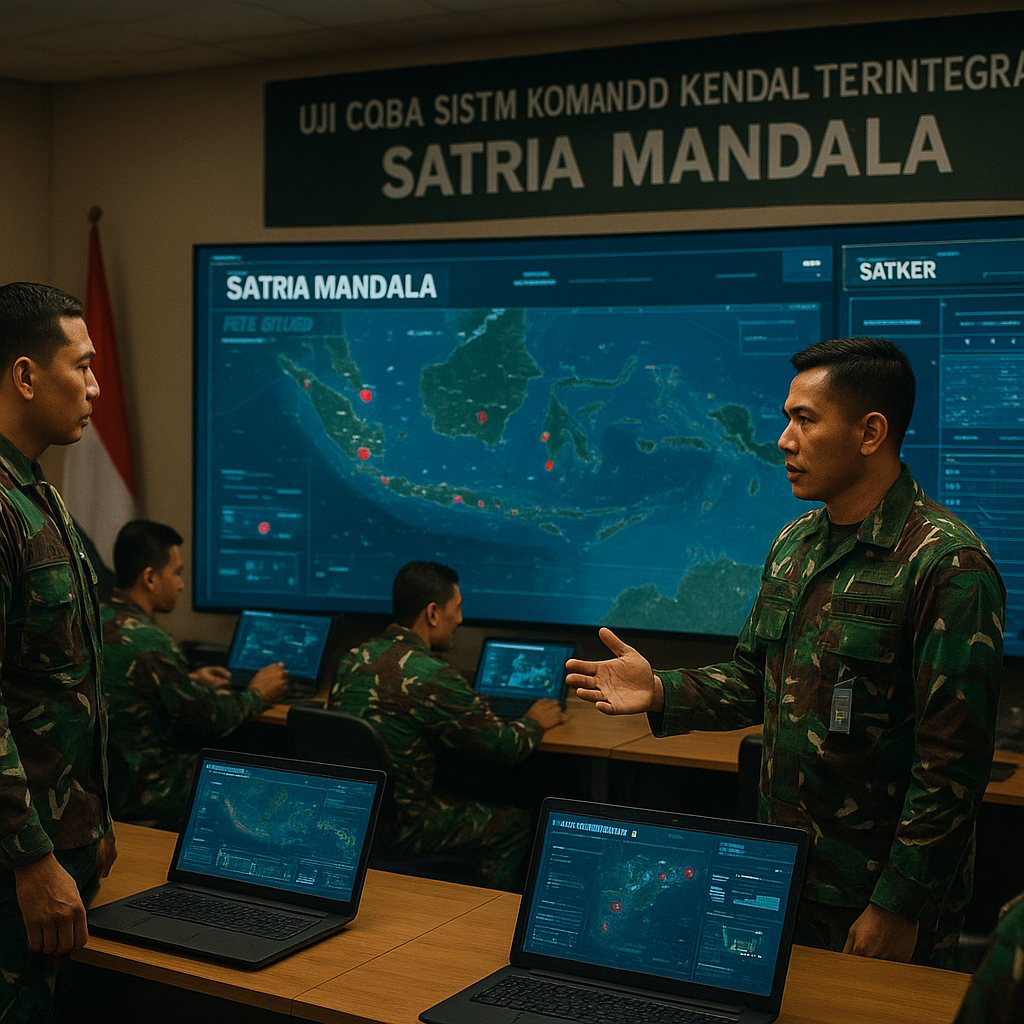 TNI AD Uji Coba Sistem Komando Kendali Terintegrasi 'Satria Mandala'