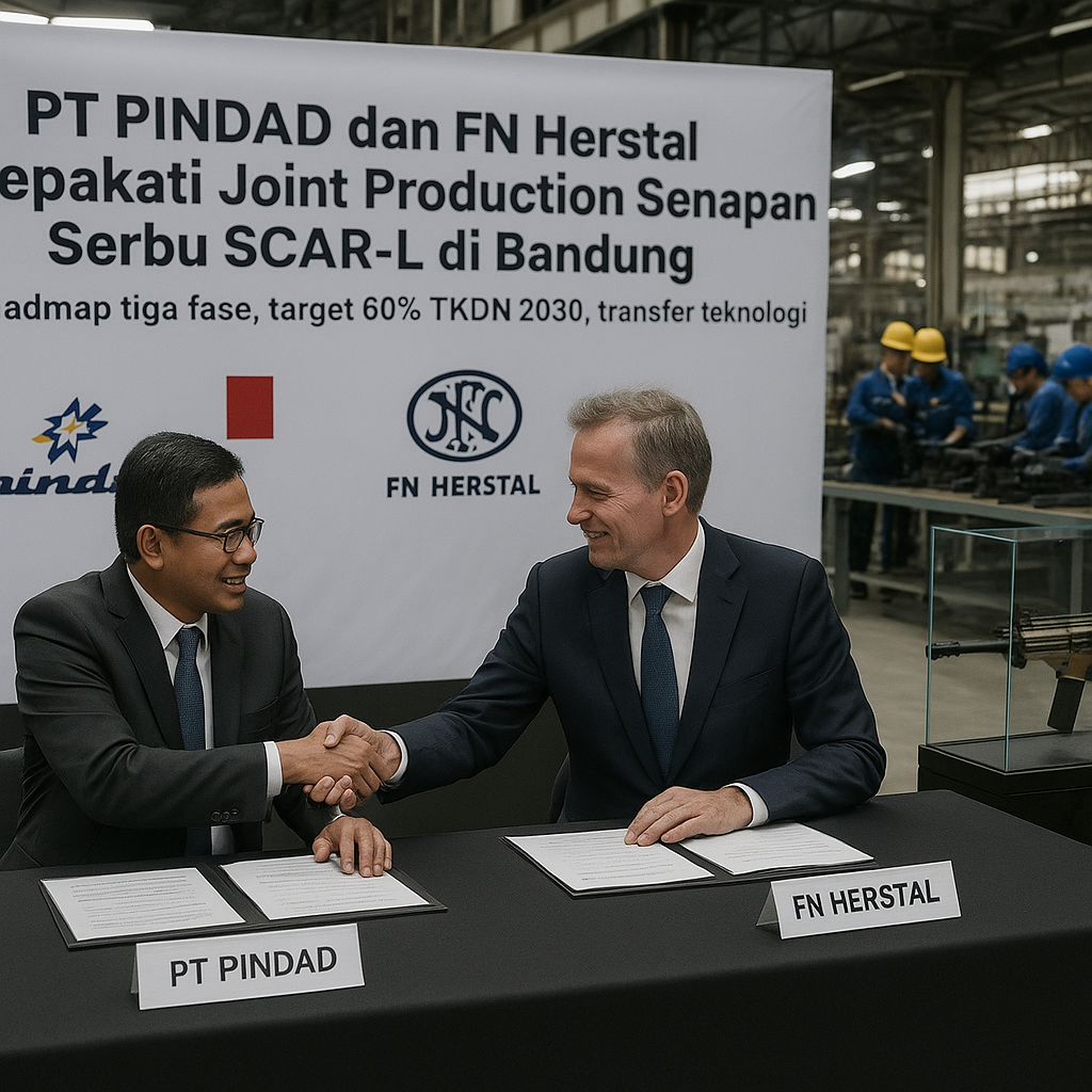 PT PINDAD dan FN Herstal Sepakati Joint Production Senapan Serbu SCAR-L di Bandung