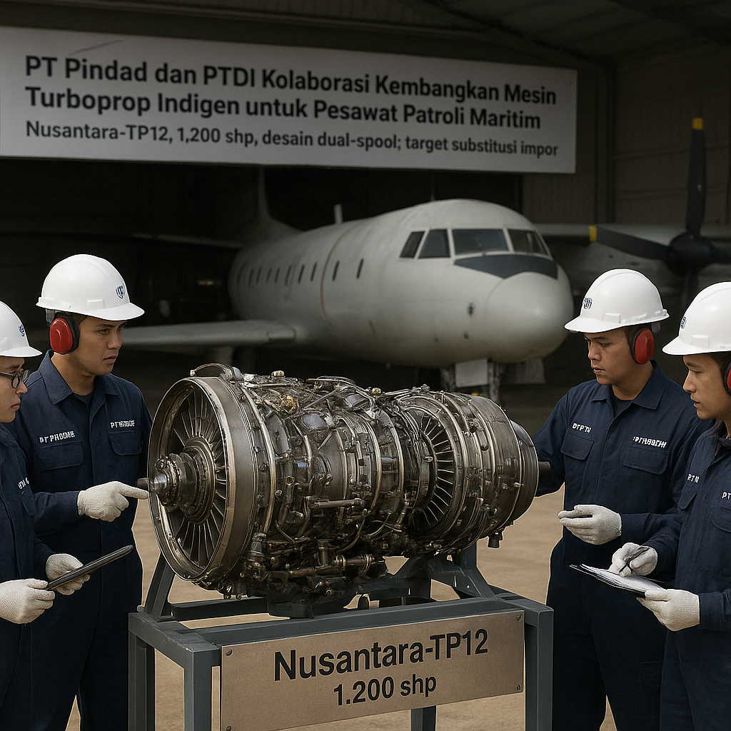 PT Pindad dan PTDI Kolaborasi Kembangkan Mesin Turboprop Indigen untuk Pesawat Patroli Maritim